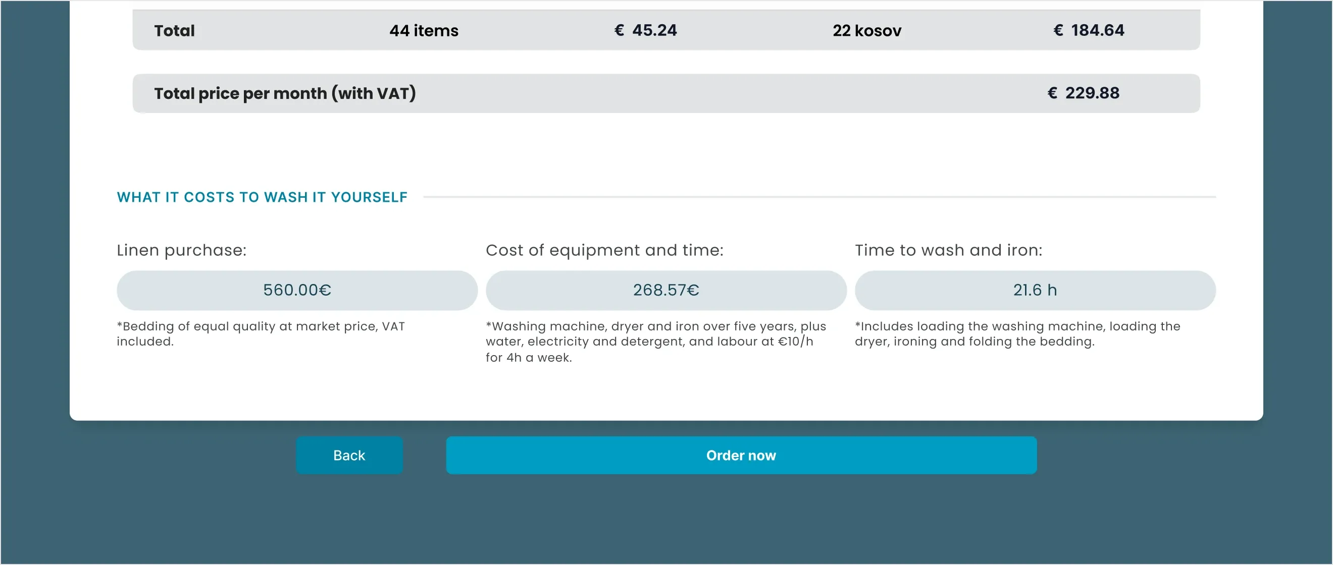 Onboarding cost calculator comparing the service with existing costs