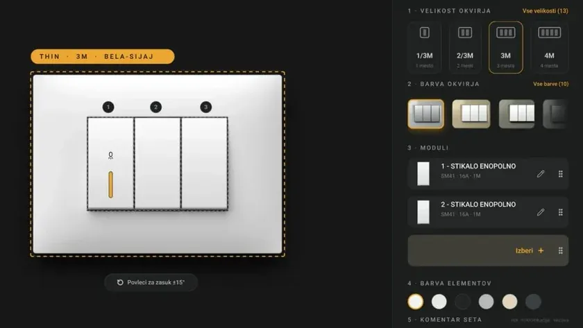 Switches and sockets, configured room by room